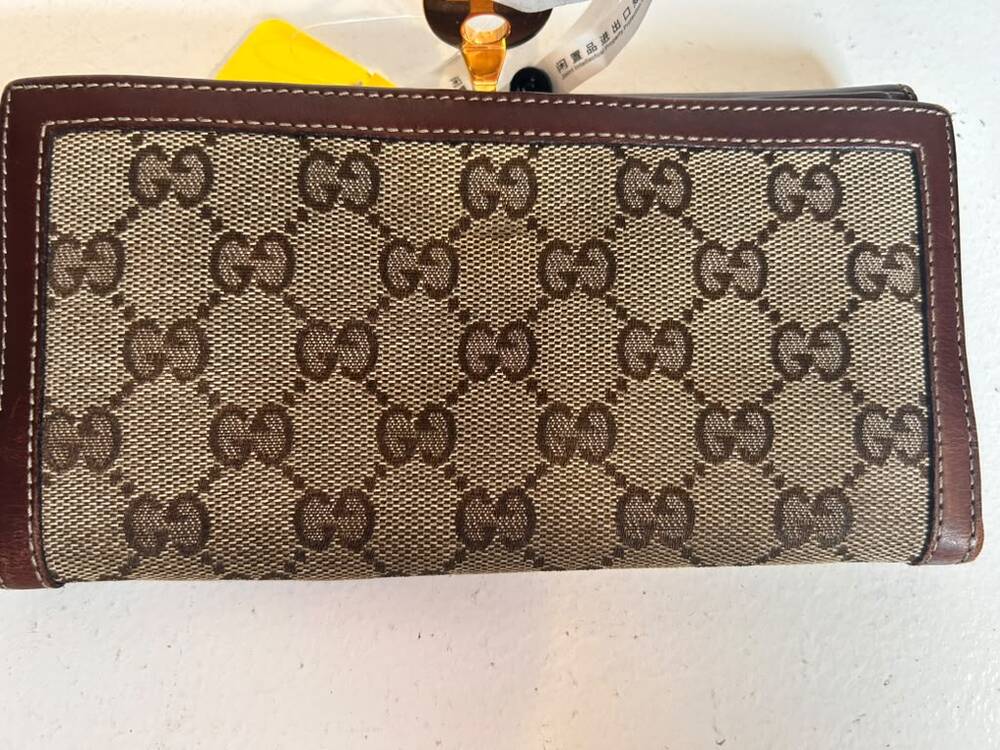Gucci GG Canvas Long Wallet Brown Size OS